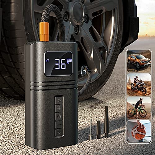 Tire Inflator Portable Air Compressor Pump for Car Tires, Digital Tire Inflator with LED Light Electric Tire Pump with Battery for Car Bike Motor Ball Cordless & Strong Power Fast Inflate 150PSI Tire Inflator Portable Air Compressor Pump for Car Tires, Digital Tire Inflator with LED Light Electric Tire Pump with Battery for Car Bike Motor Ball Cordless & Strong Power Fast Inflate 150PSI